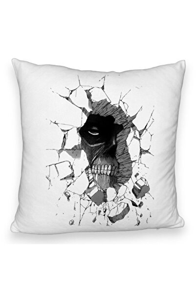 BEKZ Perna Decorativa Fluffy cu Attack on Titan, 40x40 cm, Alba, Husa Detasabila, Burduf