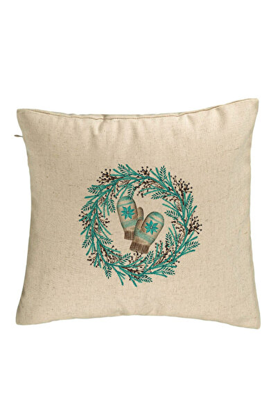 BEKZ Christmas Wreath Decorative Pillow, 40x40 cm, Beige, Removable Cover, Be...