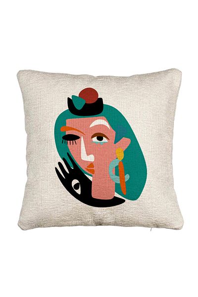 BEKZ Fata de perna Canapea, Model Picasso style, 40x40 cm, Cu fermoar