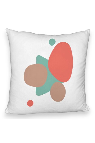 BEKZ Fata De Perna Fluffy, Model Abstracta 10, 40x40 Cm, Alba, Husa Detasabila