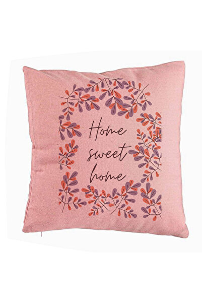 BEKZ Μαξιλαροθήκη, με σχέδιο "Home Sweet Home", 40x40 εκ., Ροζ