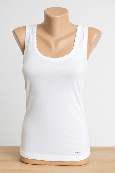 OMERA 4 Pieces, 100% Organic Ribbed Cotton, Women's Undershirt White, Ocs Certified