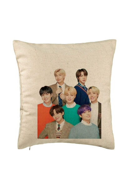 BEKZ BTS Army Decorative Pillow with Signatures, 40x40 cm, Beige, Removable C...