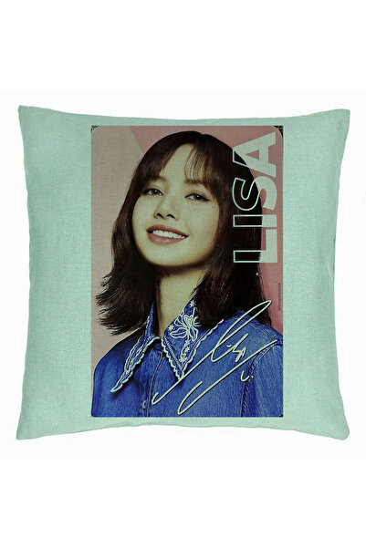 BEKZ Perna Decorativa BlackPink Lisa 2, 40×40 cm, Verde Menta, Husa Detasabil...