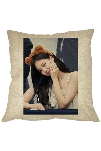 BEKZ Perna Decorativa BlackPink Jennie 3, 40×40 cm, Husa Detasabila, Burduf