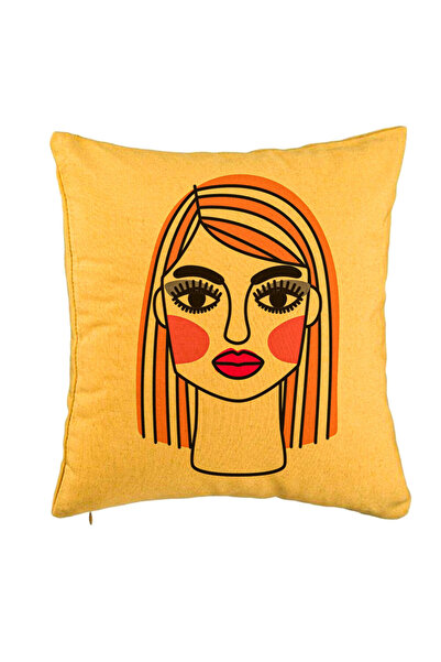 BEKZ Perna Decorativa, Model Paint, 40x40 cm, Galben, Husa Detasabila, Burduf