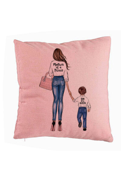 BEKZ Perna Decorativa, Model Mama unui Print, 40x40 cm, Roz, Husa Detasabila,...
