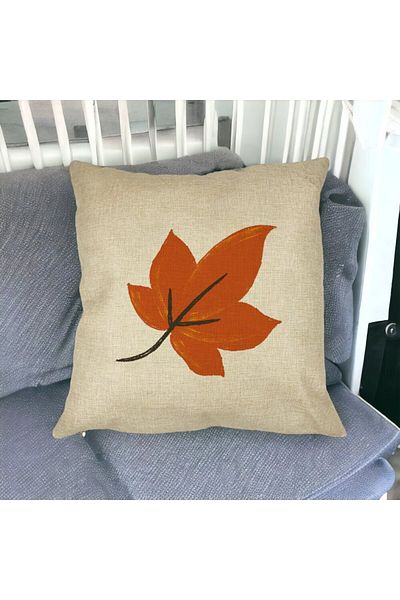 BEKZ Perna Decorativa Frunza de Toamna, 40x40 cm, Husa Detasabila, Burduf