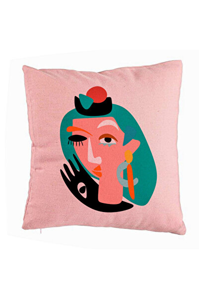 BEKZ Perna Decorativa, Model Picasso style, 40x40 cm, Roz, Husa Detasabila, B...