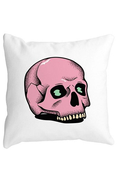 BEKZ Decorative Pillow with Halloween Skull Motif, 2, 40x40 cm, White, Matte, Removable Cover, Bellows