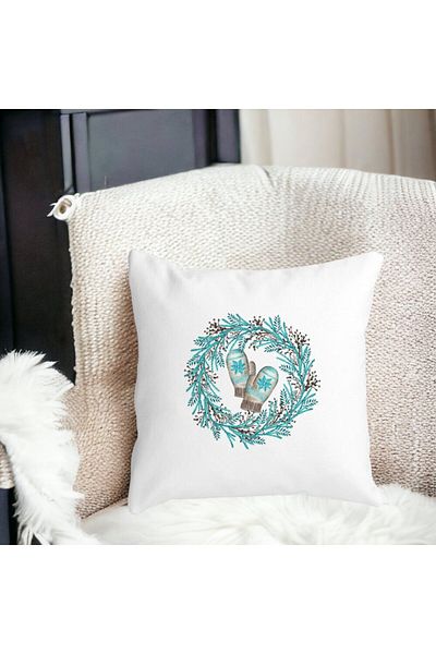 BEKZ Christmas Wreath Pillowcase, 40x40 Cm, White, Matte