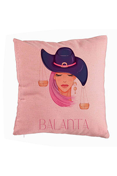 BEKZ Perna Decorativa, Model Zodia Balanta, 40x40 cm, Roz, Husa Detasabila, B...