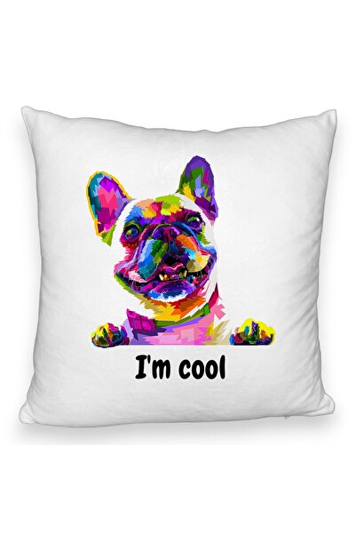 BEKZ Perna Decorativa Fluffy, Model I'm cool Colorful, 40x40 cm, Alba, Husa Detasabila, Burduf