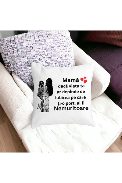 BEKZ Perna Decorativa pentru Mama 1,40x40 cm, Alba, Mata, Husa Detasabila, Burduf