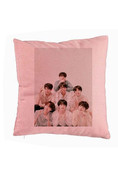 BEKZ Perna Decorativa BTS Army 7, 40x40 cm, Roz, Husa Detasabila, Burduf