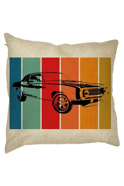 BEKZ Față de pernă pătrată cu model retro de mașină, 40x40 cm
