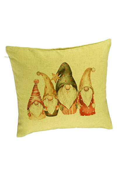 BEKZ Декоративна възглавница с коледна тематика, Джуджета, 40x40 см, Зелена, ...