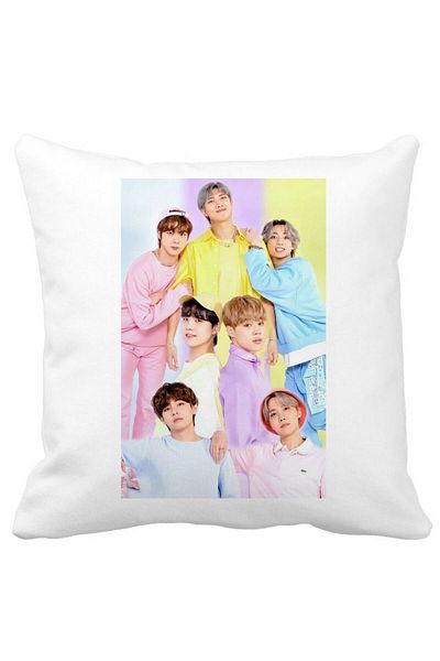 BEKZ Decorative Pillow, Stray Kids 13, 40×40 cm, White, Matte, Removable Cover, Bellows