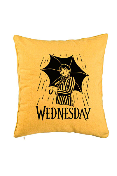 BEKZ Perna Decorativa, Model Wednesday Addams 5, 40x40 cm, Galben, Husa Detas...