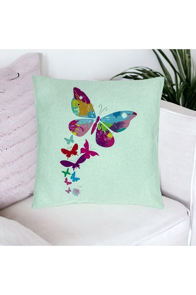 BEKZ Față de pernă, model fluturi colorate, 40x40 cm, verde mentă