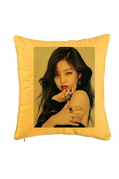 BEKZ Perna Decorativa BlackPink Jennie 1, 40x40 cm, Galben, Husa Detasabila, ...