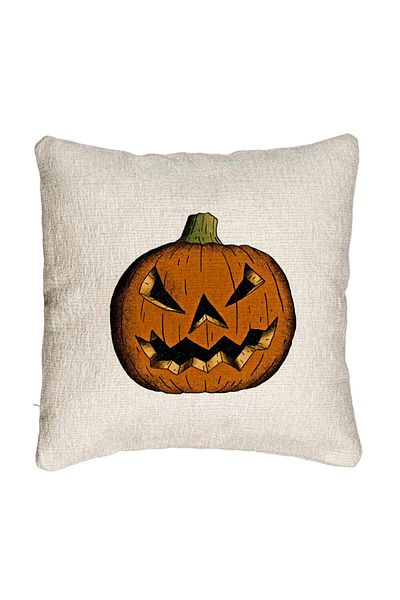 BEKZ Perna Decorativa Canapea cu motiv Dovleac de Halloween 2, 40x40 cm, Cu fermoar
