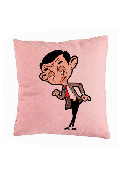 BEKZ Perna Decorativa, Model Mr Bean, 40x40 cm, Roz, Husa Detasabila, Burduf