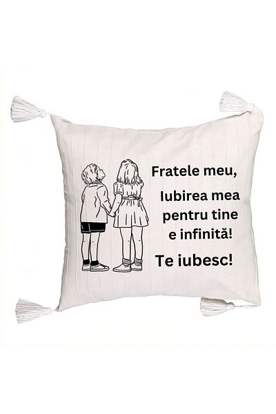 BEKZ Decorative Pillow with Fringes My Brother 4, 45x45 cm, With zipper