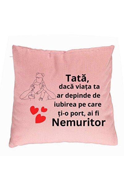 BEKZ Perna Decorativa, Model pentru Tata 1, 40x40 cm, Roz, Husa Detasabila, B...