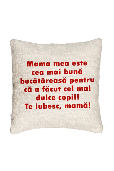 BEKZ Perna Decorativa Canapea, Model Model Pentru Mama Te iubesc 6, 40x40 cm, Cu fermoar