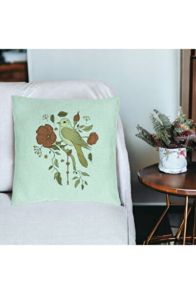 BEKZ Pillowcase, Retro Art Pattern, 40x40 Cm, Mint Green, Removable Cover