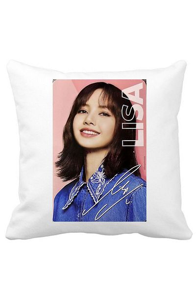 BEKZ Perna Decorativa BlackPink Lisa 2, 40×40 cm, Alba, Mata, Husa Detasabila, Burduf