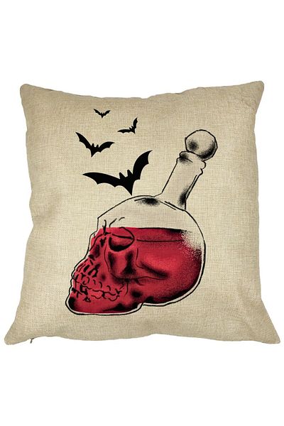 BEKZ Față de pernă cu motiv de craniu de Halloween cu sticlă 1, 40x40 cm