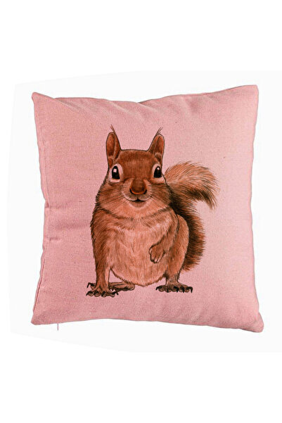 BEKZ Perna Decorativa, Model Veverita, 40x40 cm, Roz, Husa Detasabila, Burduf