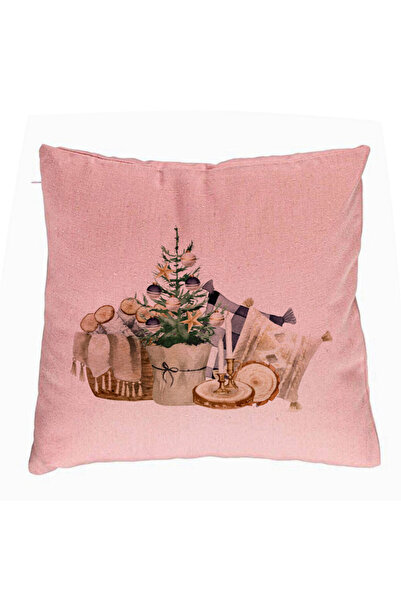 BEKZ Perna Decorativa cu tematica de Craciun, 17, 40x40 cm, Roz, Husa Detasab...