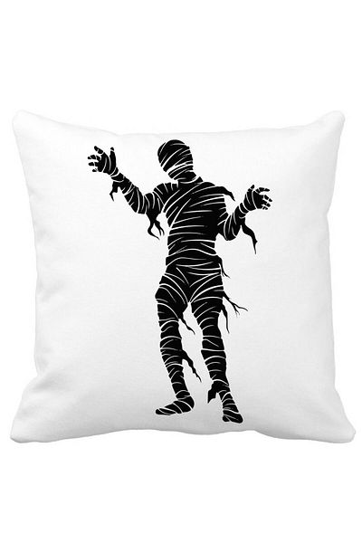 BEKZ Pillowcase With Halloween Mummy 2 Motif, 40x40 Cm, White, Matte