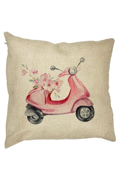 BEKZ Perna Decorativa Patrata Rose Flower Bike, 40x40 cm, Husa Detasabila, Burduf