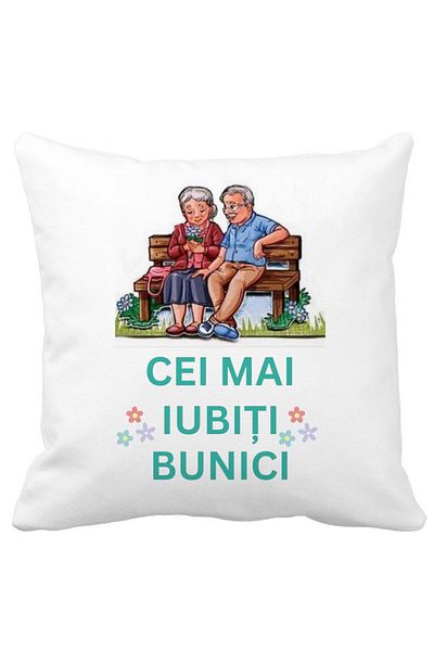 BEKZ Perna Decorativa pentru Bunici 9, 40x40 cm, Alba, Mata, Husa Detasabila, Burduf