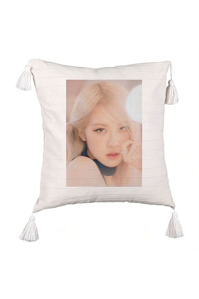 BEKZ Decorative Pillow with Fringes BlackPink Rose 4, 45×45 cm, With zipper