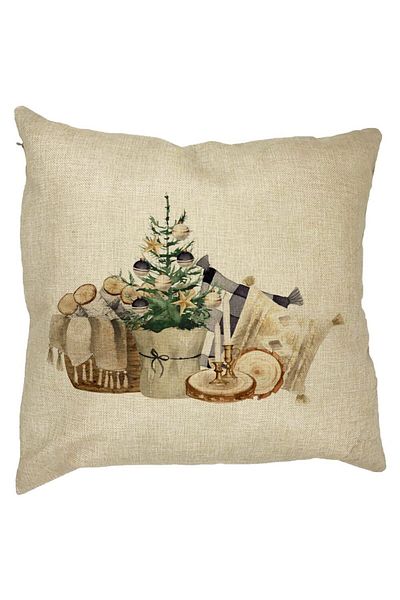 BEKZ Perna Decorativa cu tematica de Craciun, 17, 40x40 cm, Husa Detasabila, Burduf