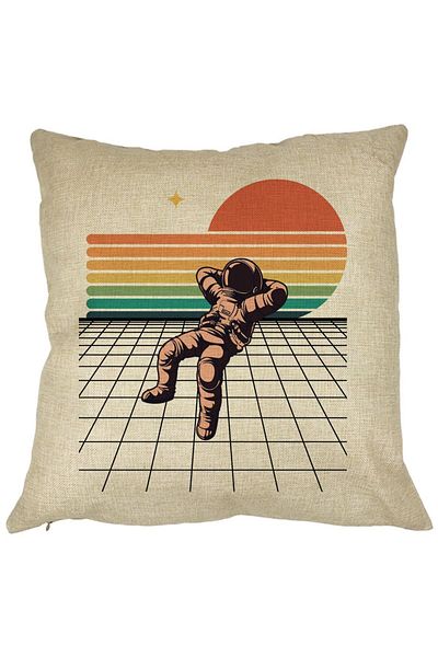 BEKZ Perna Decorativa, Astronaut To the Moon, 40x40 cm, Husa Detasabila, Burduf