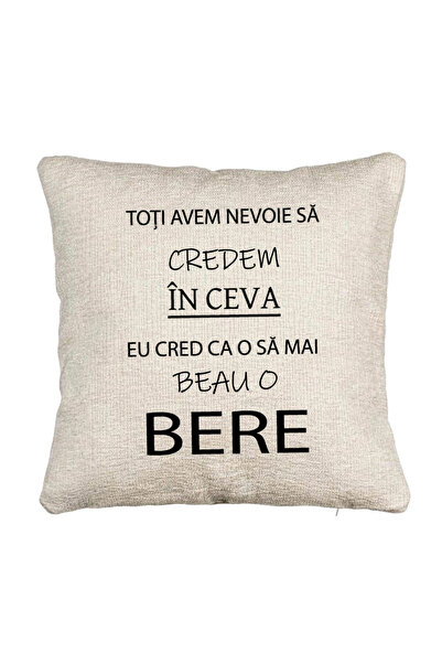 BEKZ Fata de perna Canapea, Model Beau o Bere, 40x40 cm, Cu fermoar