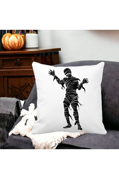 BEKZ Pillowcase With Halloween Mummy 2 Motif, 40x40 Cm, White, Matte