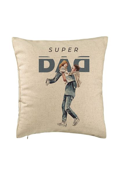 BEKZ Perna Decorativa, Model Super Dad, 40x40 cm, Bej, Husa Detasabila, Burduf