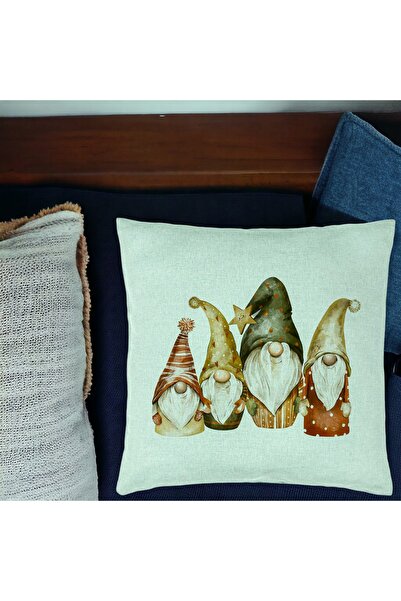 BEKZ Față de pernă cu tematică de Crăciun, Gnomi, 40x40 cm, verde mentă