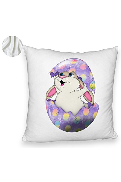 BEKZ Αφράτο Διακοσμητικό Μαξιλάρι, Σχέδιο Χαρούμενου Λαγουδάκι, 40x40 εκ., Λε...