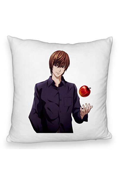 BEKZ Perna Decorativa Fluffy cu Death Note SV, 40x40 cm, Alba, Husa Detasabil...