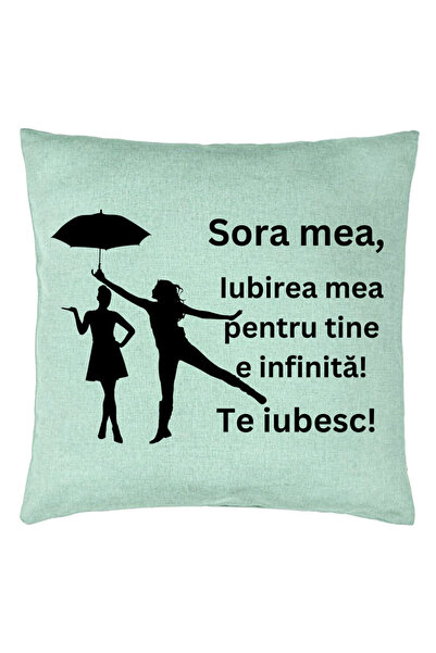 BEKZ Perna Decorativa Sora mea 2, 40x40 cm, Verde Menta, Husa Detasabila, Burduf