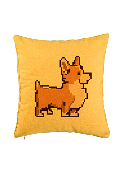 BEKZ Perna Decorativa, Model Doggie, 40x40 cm, Galben, Husa Detasabila, Burduf
