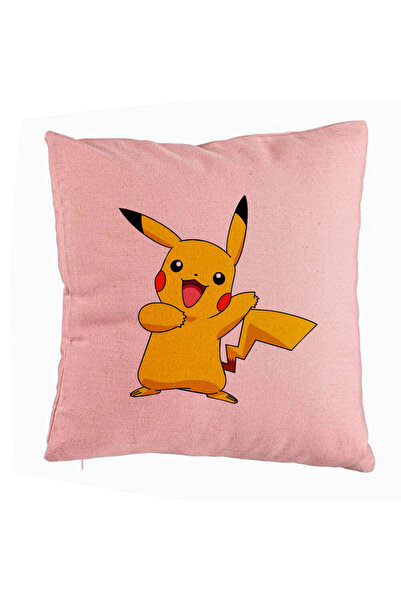 BEKZ Perna Decorativa, Model copii Pikachu, 40x40 cm, Roz, Husa Detasabila, B...